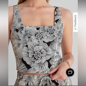 Express Floral Square Neck Cropped Tank NWT L